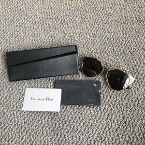 Dior so real sunglasses black leather and gold